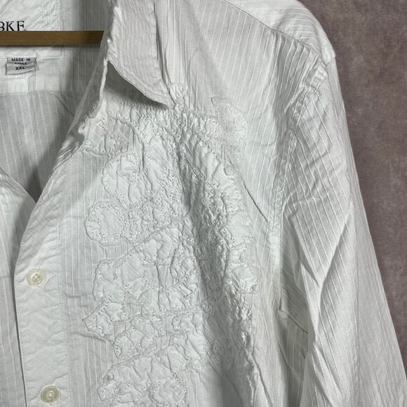 BKE Shirt Mens Size XXL White Long Sleeves Button Up Slim Fit Embroidered Casual - Picture 4 of 10